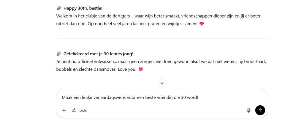 ChatGPT verjaardagswens